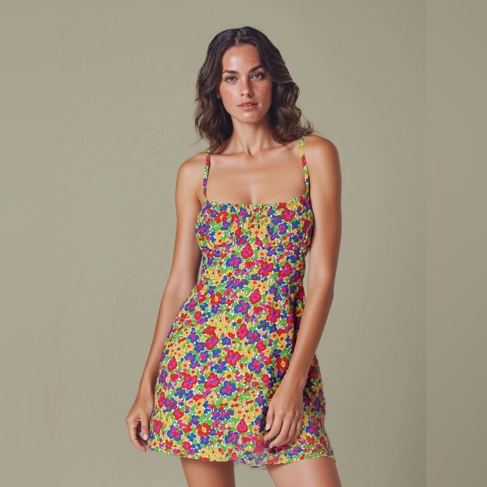 Faithfull the Brand La Ceiba Mini Dress in La Fortuna Floral Size 6‎
